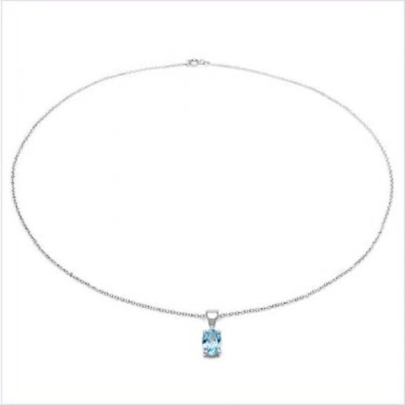 Gorgeous Womens Sterling Silver 1 CTW Swiss Blue Topaz 18 Inch Designer Necklace - Picture 2 of 4